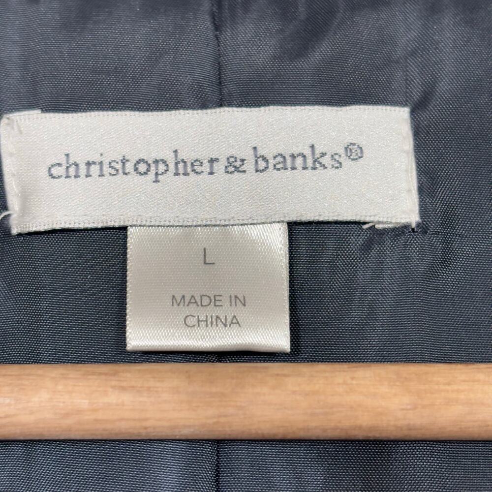 Christopher & Banks Jacket L Gray Plaid Button Classic Heritage Quiet Luxury - Picture 3 of 7